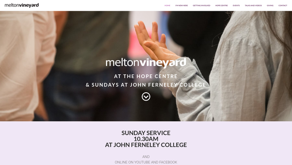 Screenshot of the Melton Vineyard website