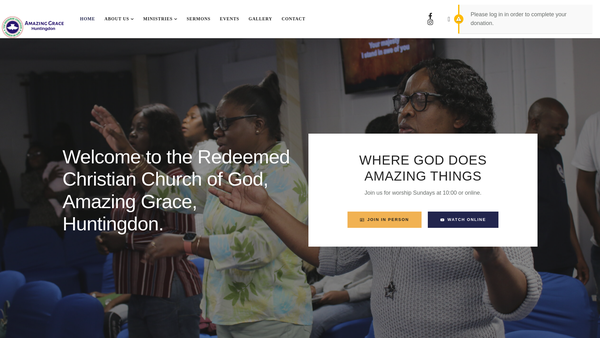 Screenshot of the Rccg Amazing Grace Huntingdon website