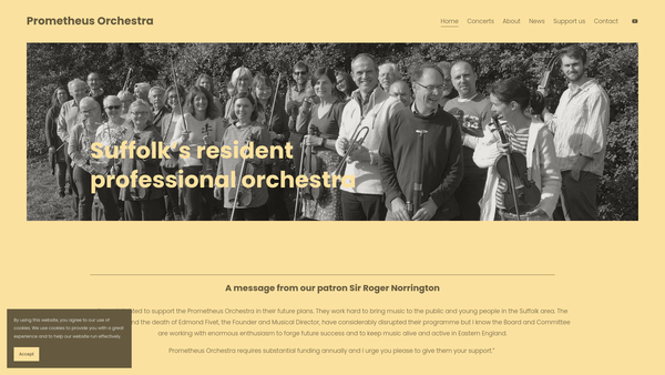 Screenshot of the Prometheus Orchestra website