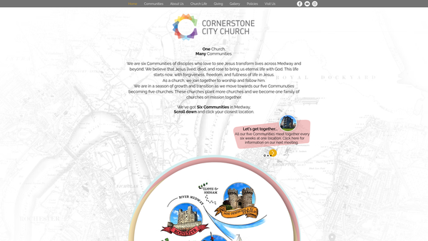Screenshot of the Cornerstone City Church website