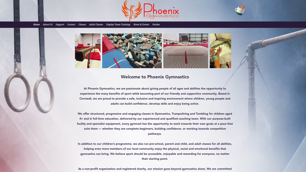 Screenshot of the Phoenix Gymnastics website