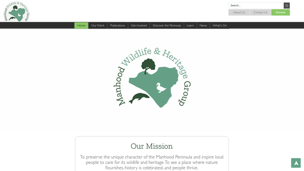 Screenshot of the Manhood Wildlife And Heritage website