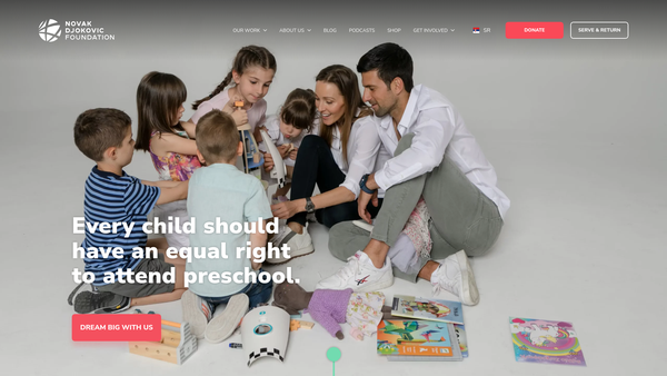 Screenshot of the The Novak Djokovic Foundation (UK) Limited website
