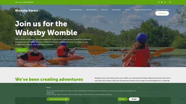 Screenshot of the Walesby Forest website