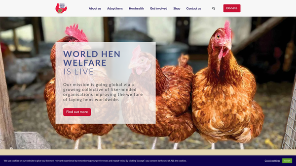 Screenshot of the British Hen Welfare Trust website