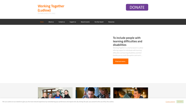 Screenshot of the Working Together (Ludlow) Ltd website