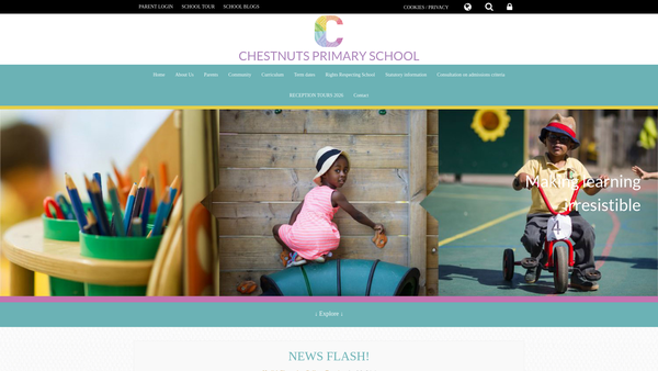 Screenshot of the Chestnuts Primary School Parents And School Association website