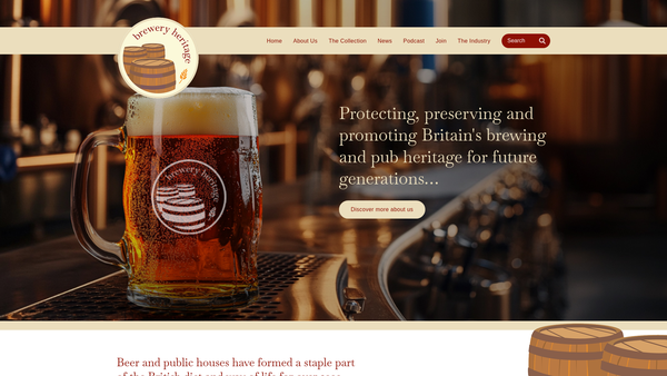 Screenshot of the The National Brewery Heritage Trust Limited website