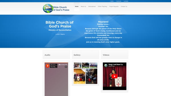 Screenshot of the Bible Church Of God's Praise( Well Of Praise) website