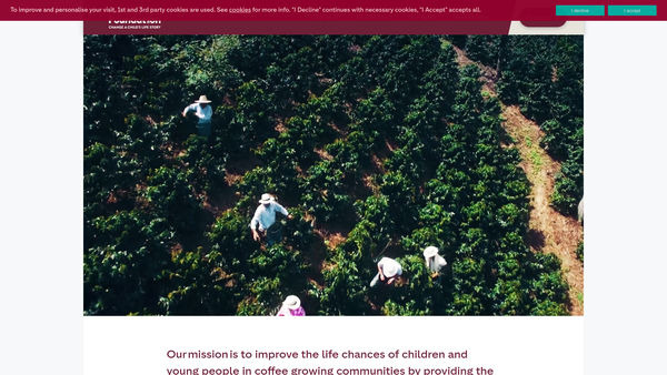 Screenshot of the The Costa Foundation website