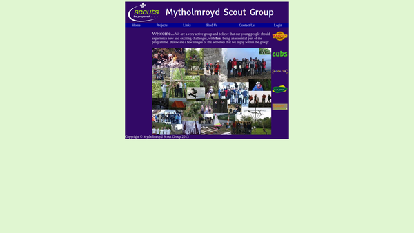 Screenshot of the Mytholmroyd Scout Group website