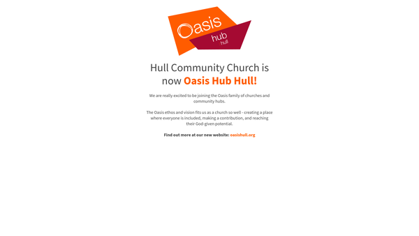 Screenshot of the Hull Community Church website