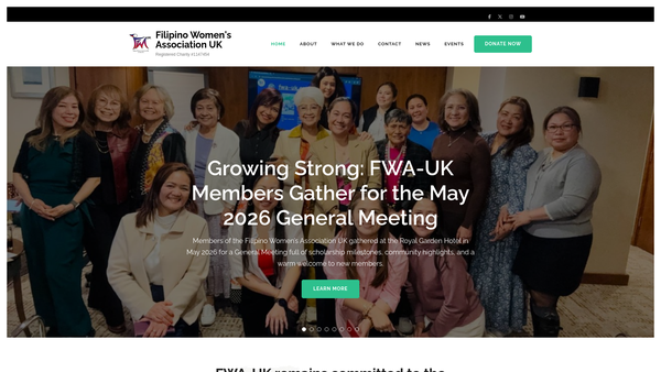 Screenshot of the Filipino Women's Association UK website