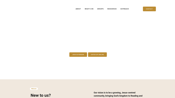 Screenshot of the Reading Family Church website
