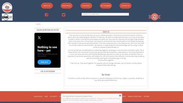 Screenshot of the Link Up (UK) website