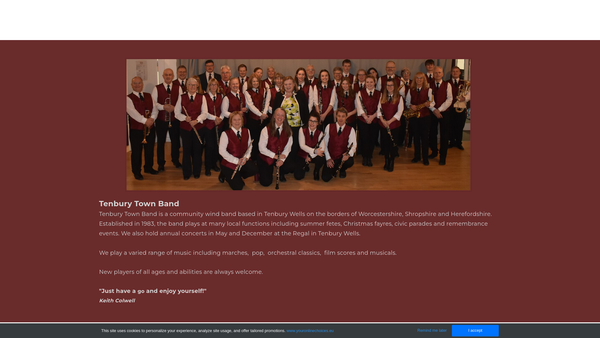 Screenshot of the Tenbury Town Band website