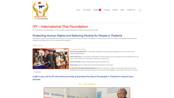 Screenshot of the International Thai Foundation website