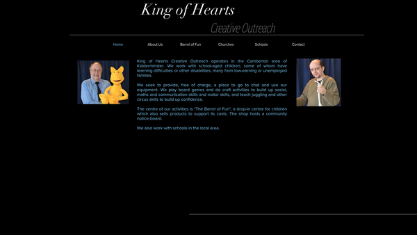 Screenshot of the King Of Hearts Creative Outreach website