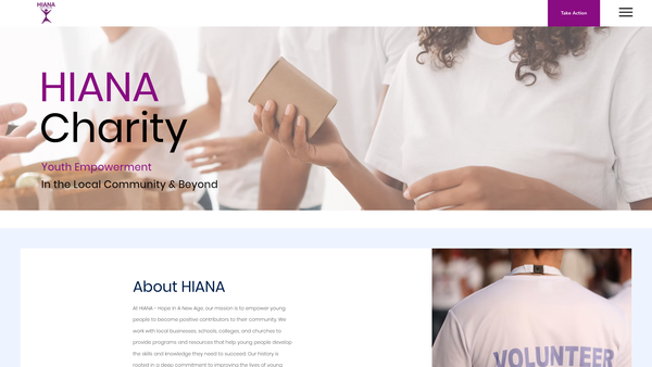 Screenshot of the Hiana (Hope In A New Age) website