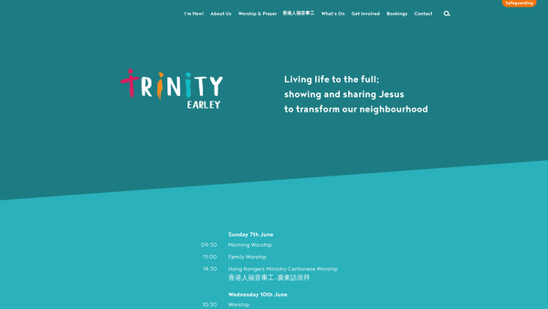 Screenshot of the Trinity Church Lower Earley website