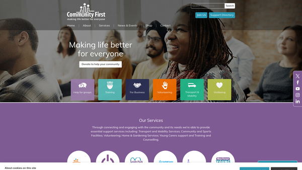 Screenshot of the Communities First Wessex website