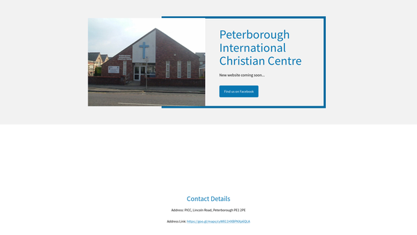 Screenshot of the Peterborough International Christian Centre website
