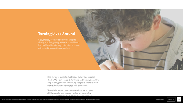 Screenshot of the One-Eighty Limited website