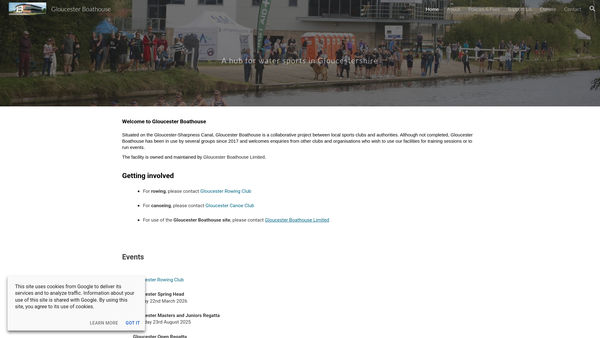Screenshot of the Gloucester Boathouse Limited website