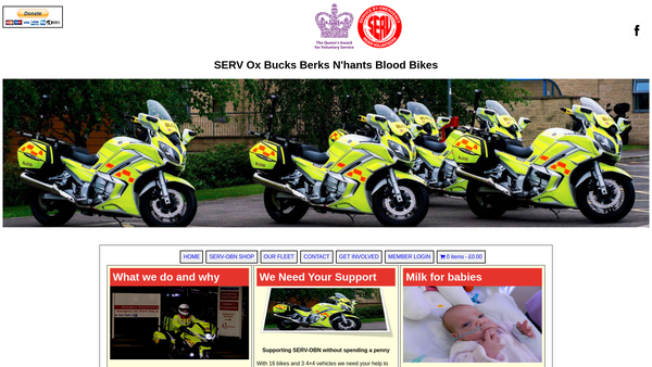 Screenshot of the Service By Emergency Rider Volunteers (Oxfordshire Buckinghamshire Berkshire And Northamptonshire) website