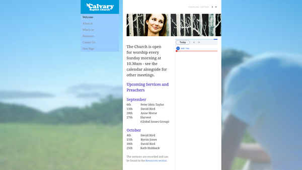 Screenshot of the Calvary Baptist Church website
