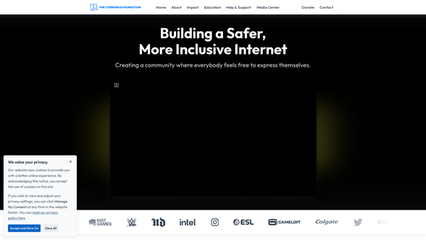 Screenshot of the The Cybersmile Foundation website