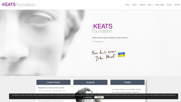 Screenshot of the Keats Foundation website