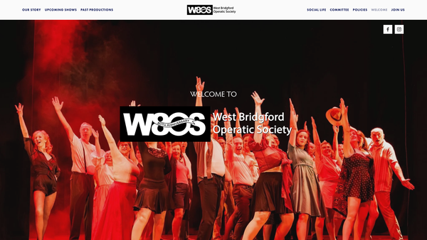 Screenshot of the The West Bridgford Operatic Society website