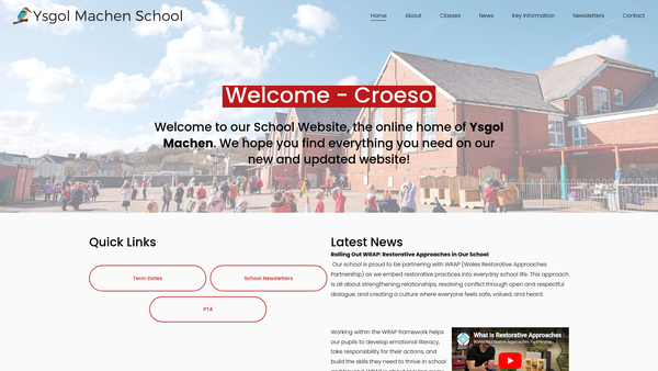 Screenshot of the Machen Primary School PTA website