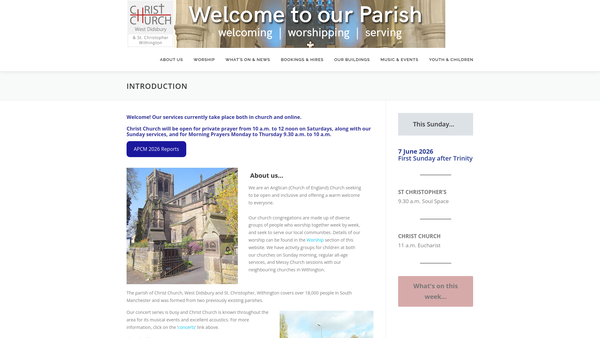 Screenshot of the The Parochial Church Council Of The Ecclesiastical Parish Of Christ Church West Didsbury And St Christopher Withington website