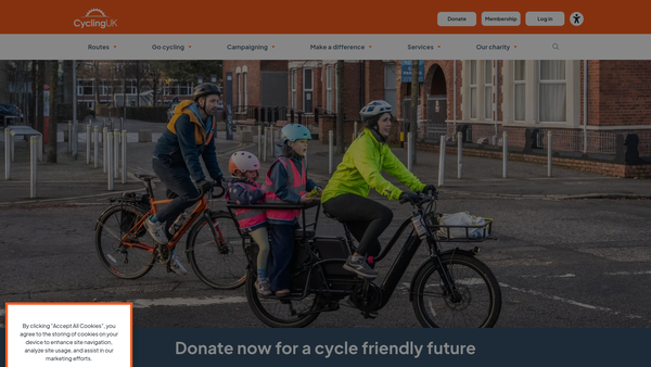 Screenshot of the Cyclists' Touring Club website