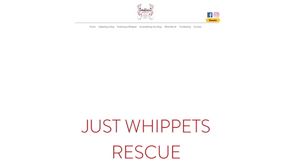 Screenshot of the Just Whippets Rescue website