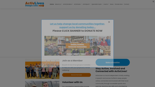 Screenshot of the Activlives website