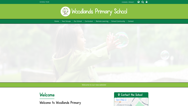 Screenshot of the Woodlands Primary School PTA website