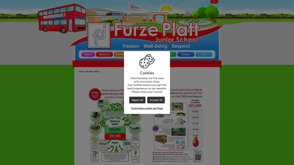 Screenshot of the Furze Platt Infant And Junior School's Association website