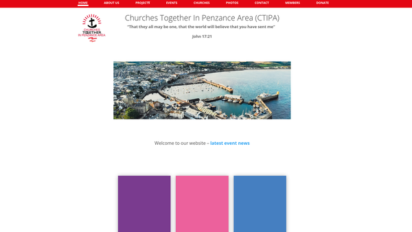 Screenshot of the Churches Together In Penzance Area website