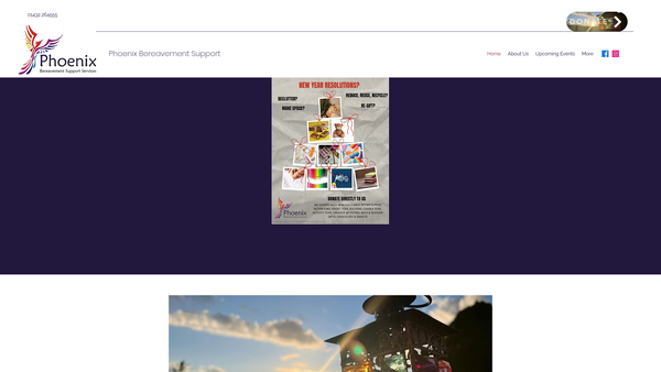 Screenshot of the Phoenix Bereavement Support Services Limited website