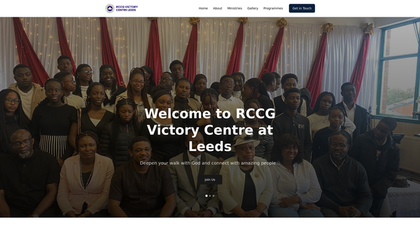 Screenshot of the The Redeemed Christian Church Of God Victory Centre Leeds website