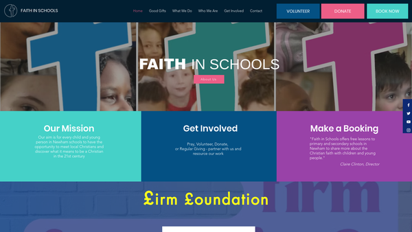 Screenshot of the Faith in Schools website