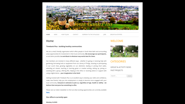 Screenshot of the Time Bank Plus Ltd website
