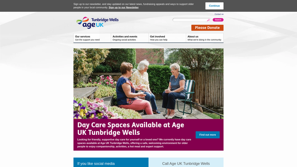 Screenshot of the Age UK Tunbridge Wells website