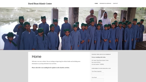 Screenshot of the Darul Ihsan Islamic Centre website