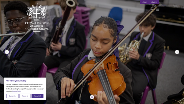 Screenshot of the Highbury Grove School Foundation website
