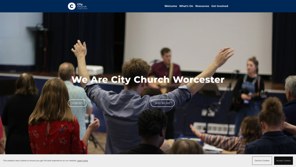 Screenshot of the City Church Worcester website
