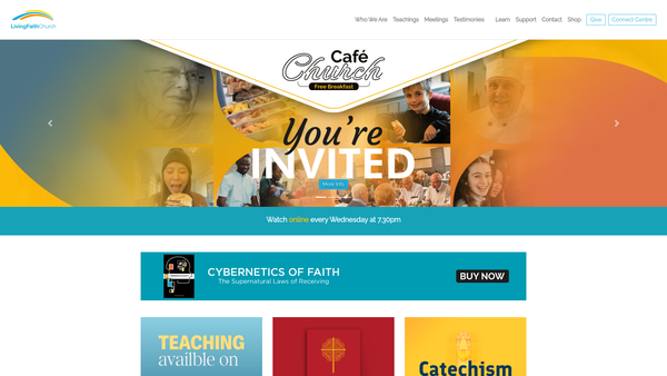 Screenshot of the Living Faith Church website